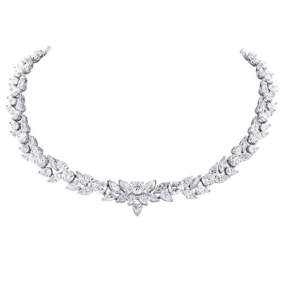 48.95 Carat Fancy Shape Diamonds Platinum Necklace For Sale