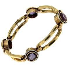 Amethyst Gold Link Bracelet