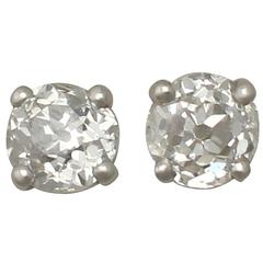 Antique and Contemporary 0.57 Carat Diamond and Platinum Stud Earrings 10