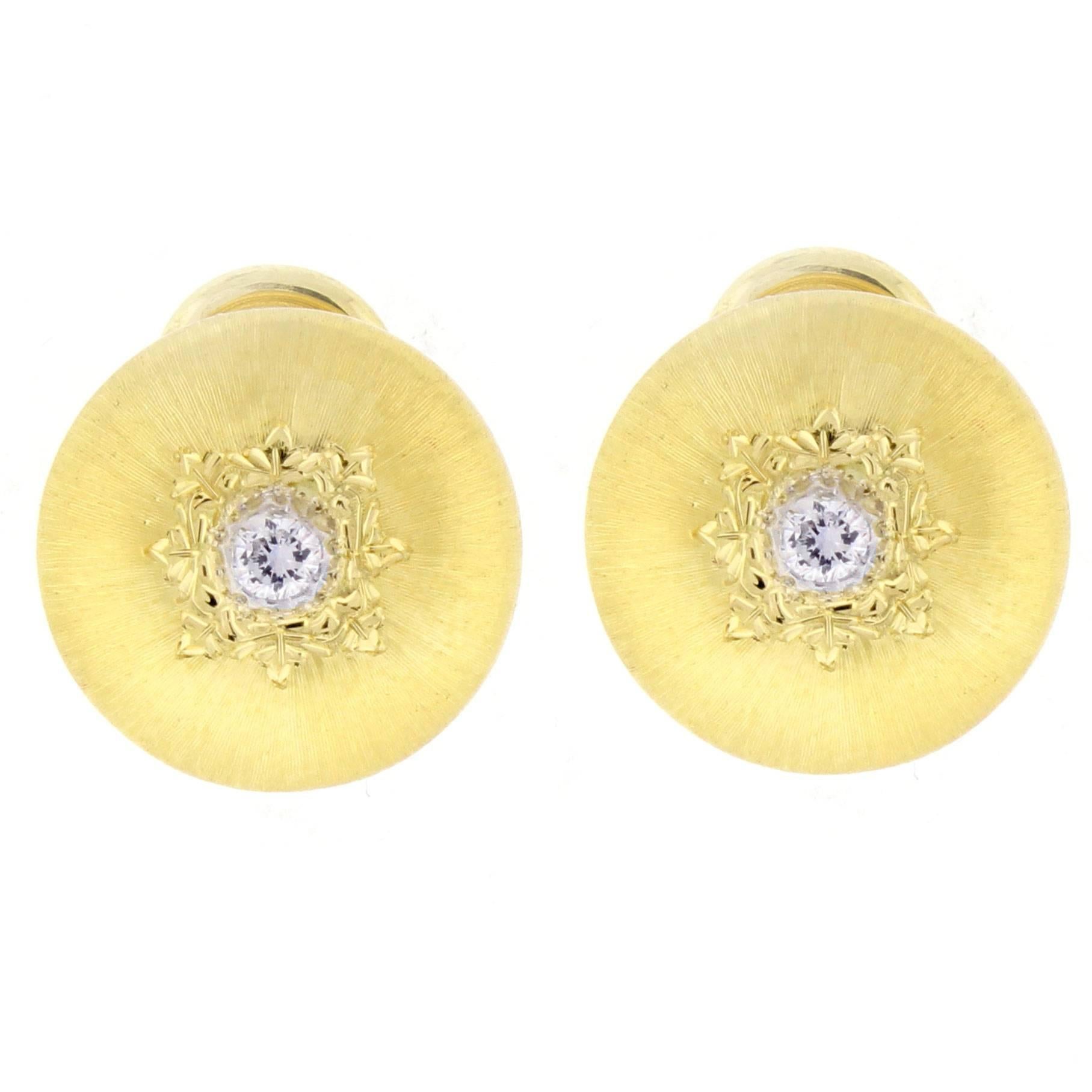Classic Buccellati Diamond Gold Button Earrings