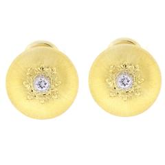 Classic Buccellati Diamond Gold Button Earrings