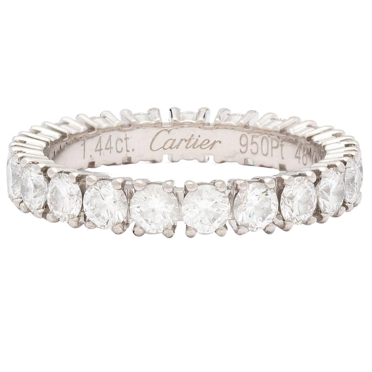 Cartier Contemporary Round Brilliant Diamond Platinum Eternity Band Ring