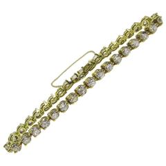 Old European Cut Diamond Gold Straight Row Bracelet 6