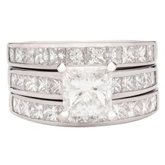 Contemporary GIA Cert Princess Diamond Platinum Wedding Set