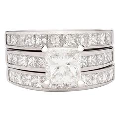 Contemporary GIA Cert Princess Diamond Platinum Wedding Set 1