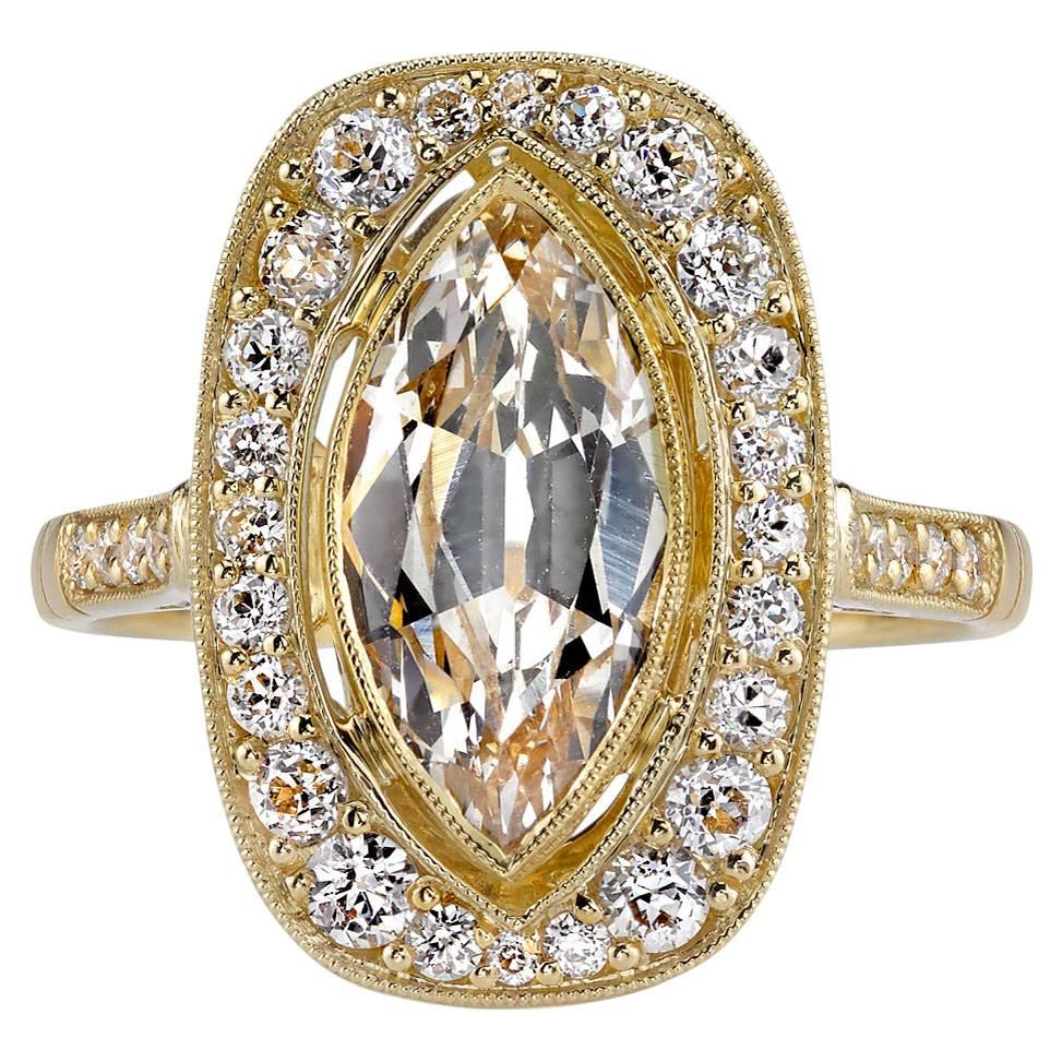 1.59 Carat GIA Cert Marquise Cut Diamond Gold Engagement Ring