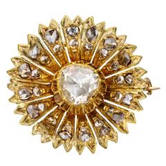 Antique Diamond Gold Flower Pin Antique Diamond Gold Flower Pin
