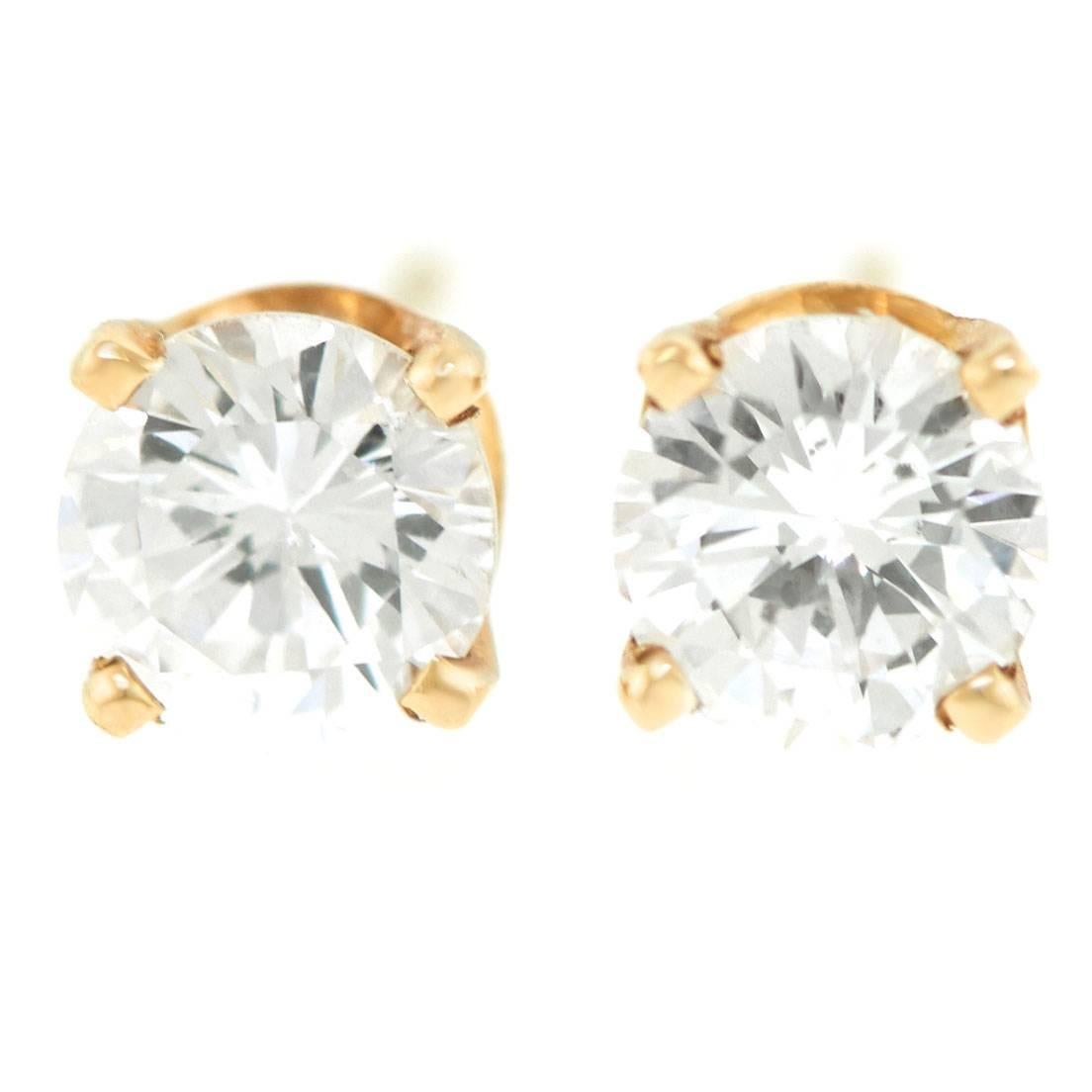 .50 Carat Diamonds Gold Stud Earrings