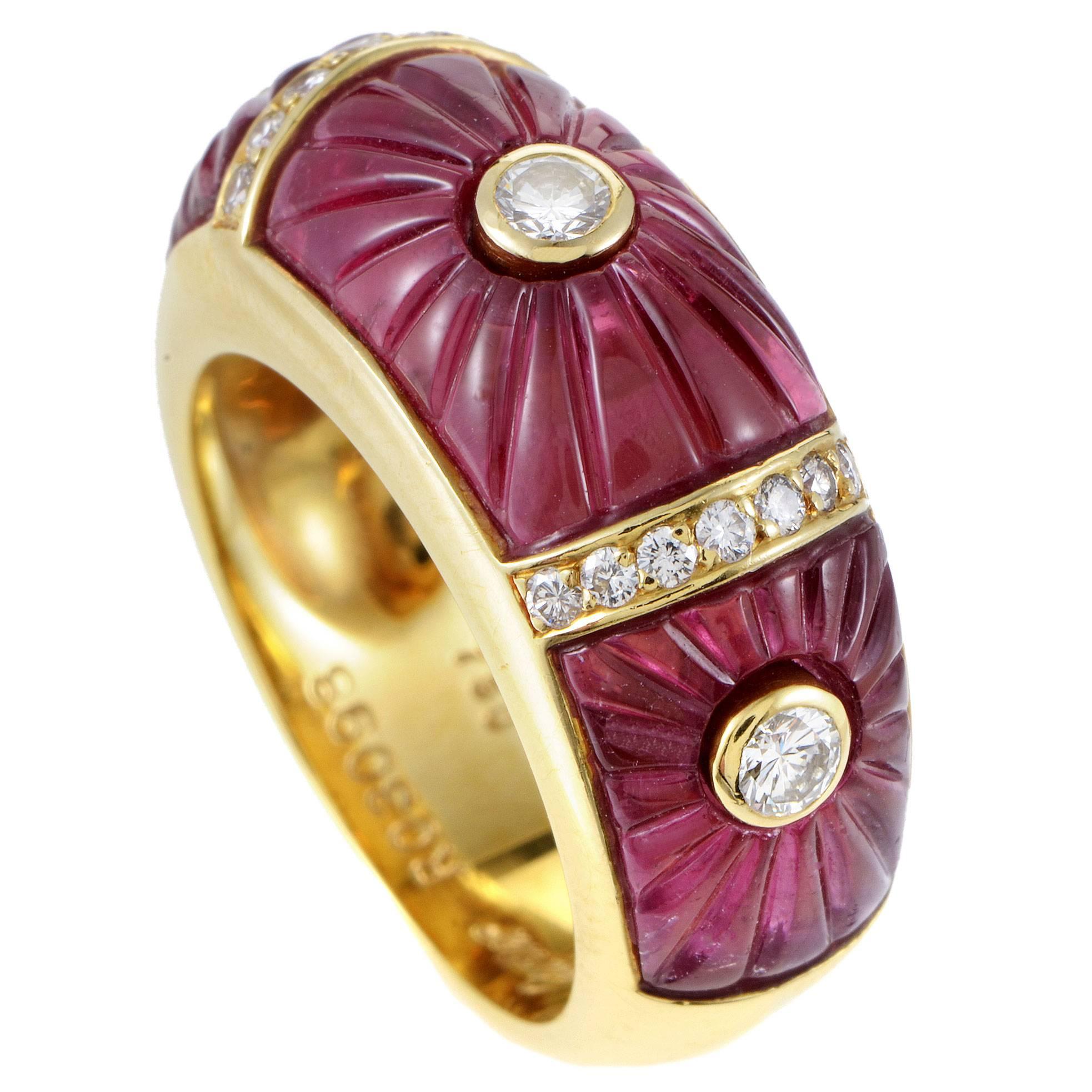 Cartier Pink Tourmaline Diamond Gold Band Ring