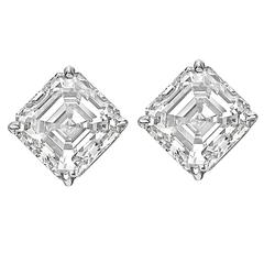 Betteridge 6.02 Carats Asscher Diamonds Platinum Stud Earrings