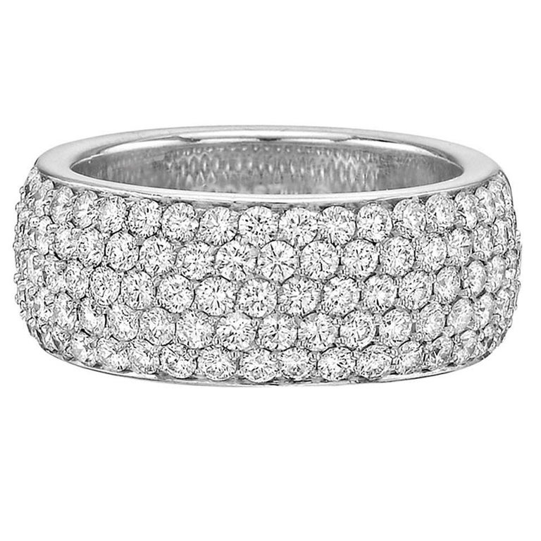 Cartier 5 Row Diamond Gold Eternity Band Ring At 1stdibs