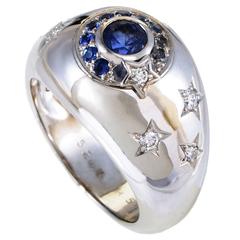 Chanel Comete Sapphire Diamond Gold Band Ring