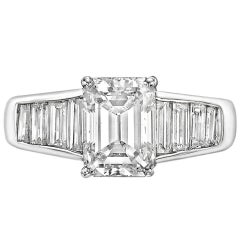2.02 Carat GIA Cert Emerald-Cut Diamond Platinum Engagement Ring