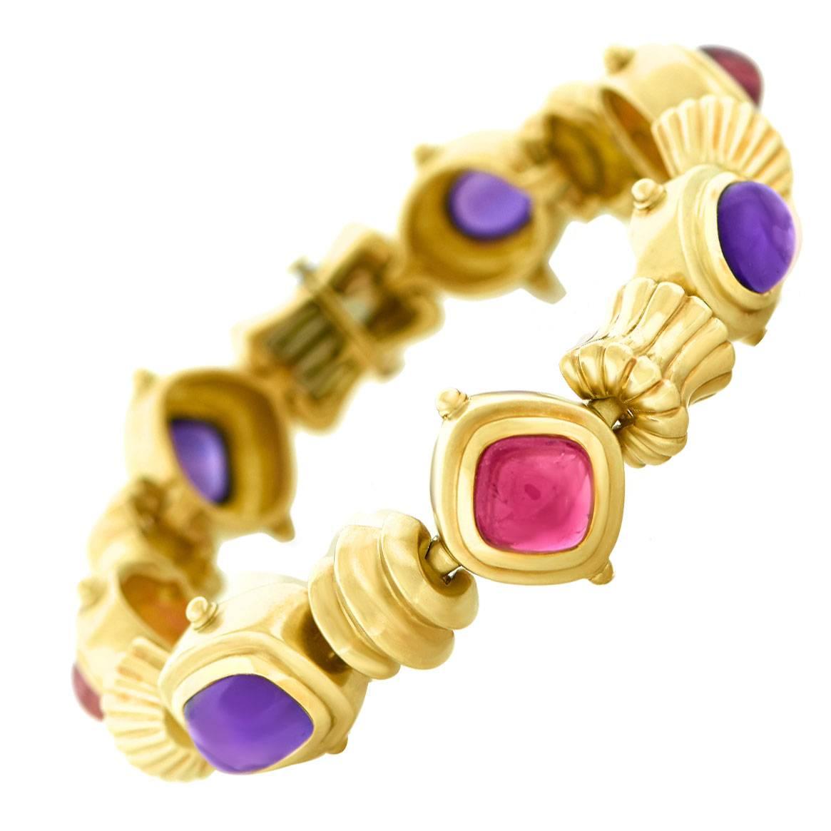 Seidengang One-of-a-Kind Tourmaline and Amethyst Gold Bracelet
