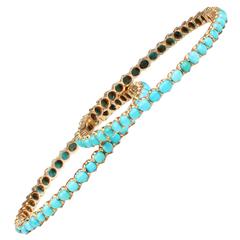 Victorian Matched Pair Turquoise Gold Bangles