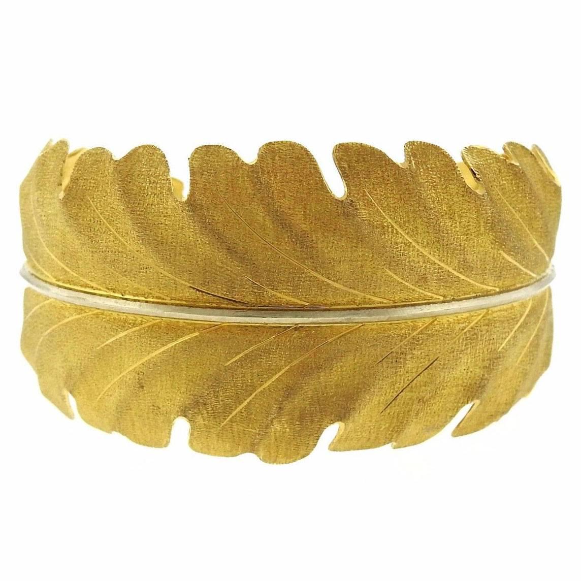 Buccellati Gold Leaf Motif Cuff Bracelet