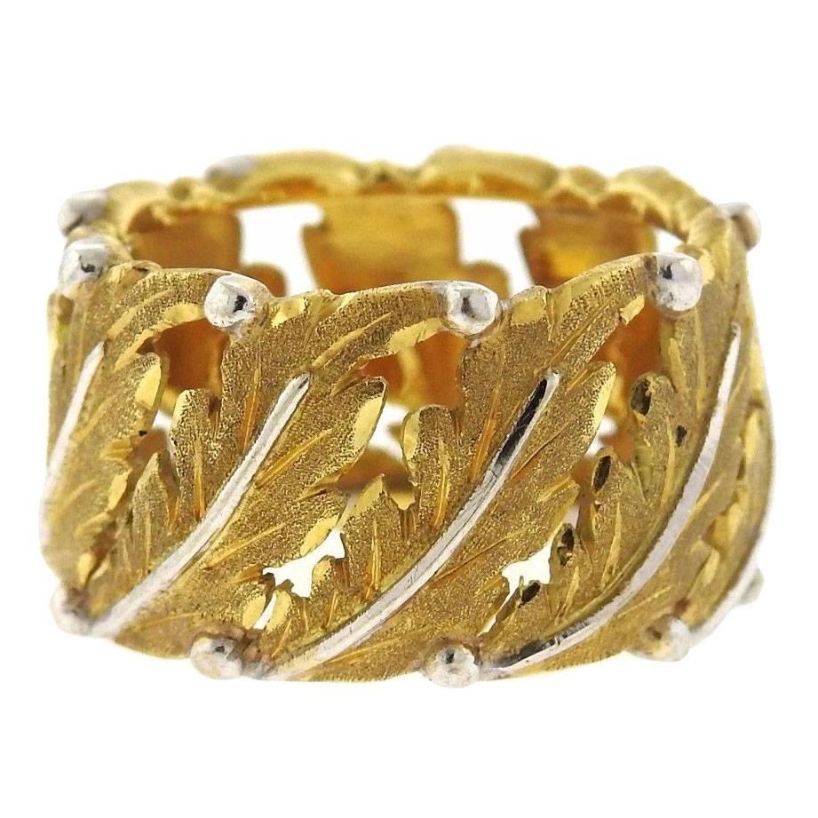 Buccellati Two Color Gold Leaf Band Ring