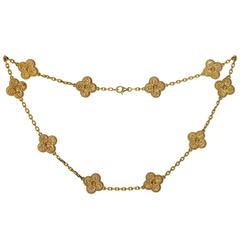 Van Cleef & Arpels Vintage Alhambra 10 Motif Gold Necklace