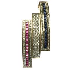 Patrioic Large Red White and Blue Gold Brooch Pin 4