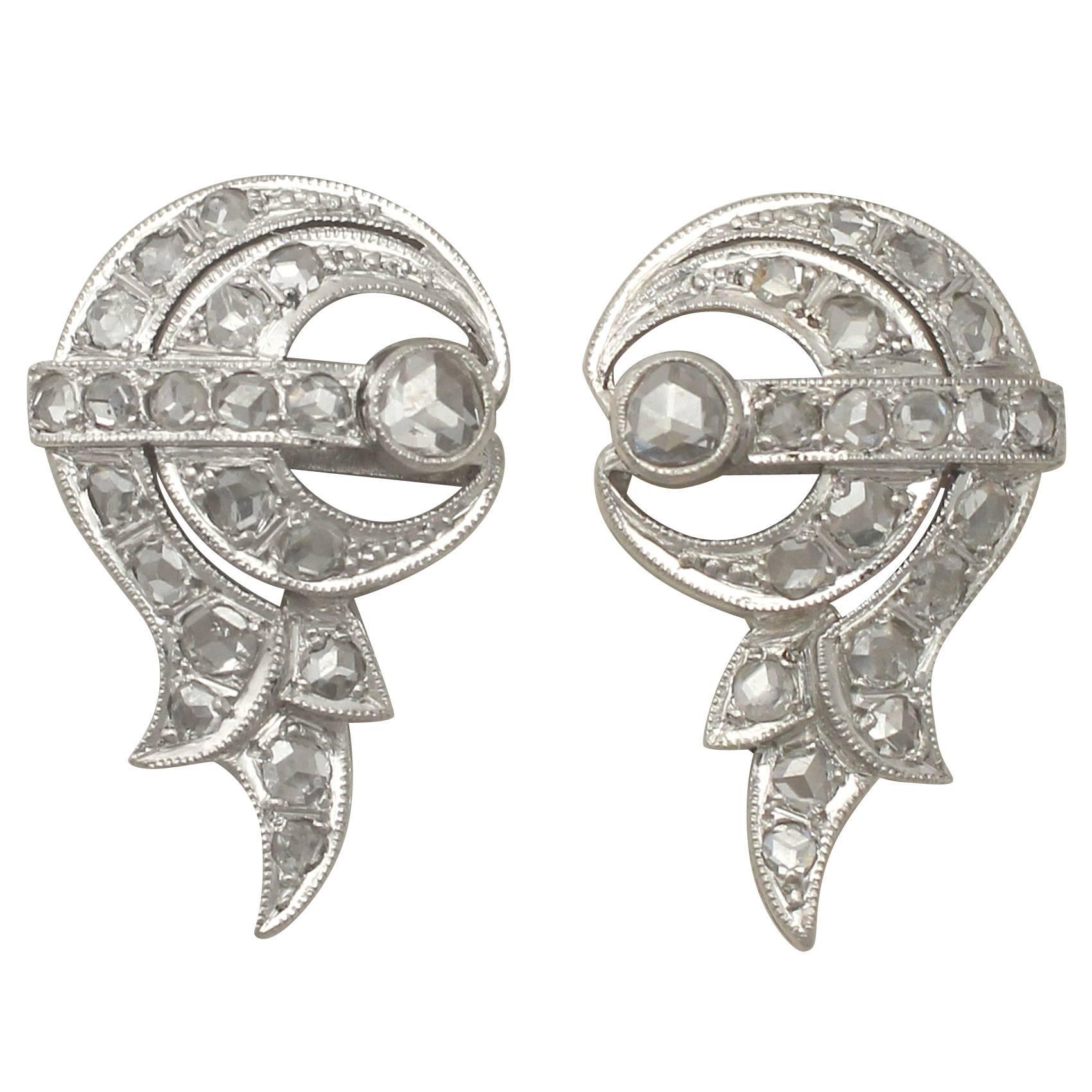 1930s 1.46 Carat Diamond and Platinum Cluster Earrings
