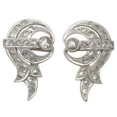 1930s 1.46 Carat Diamond and Platinum Cluster Earrings