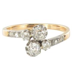 Antique Diamond Gold Platinum Lover's Ring