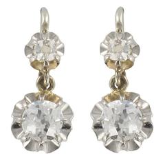 1930s French Diamond White Gold Dangle Earrings