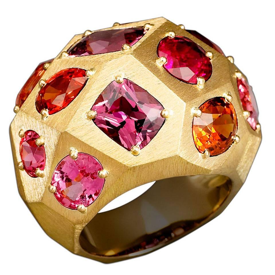 Lorenz Bäumer Gemstone Gold Facette Ring For Sale