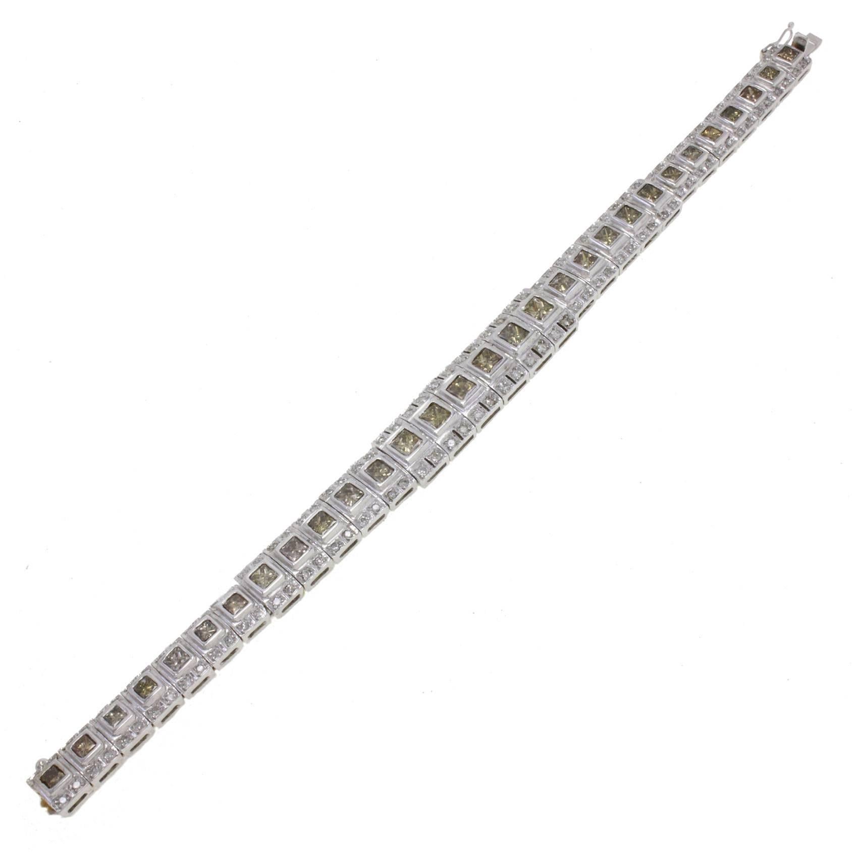  Fancy Brown Diamond and Diamond Gold Retrotennis Bracelet