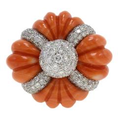 Luise Cinderella Pumpkin Coral Diamond Gold Ring