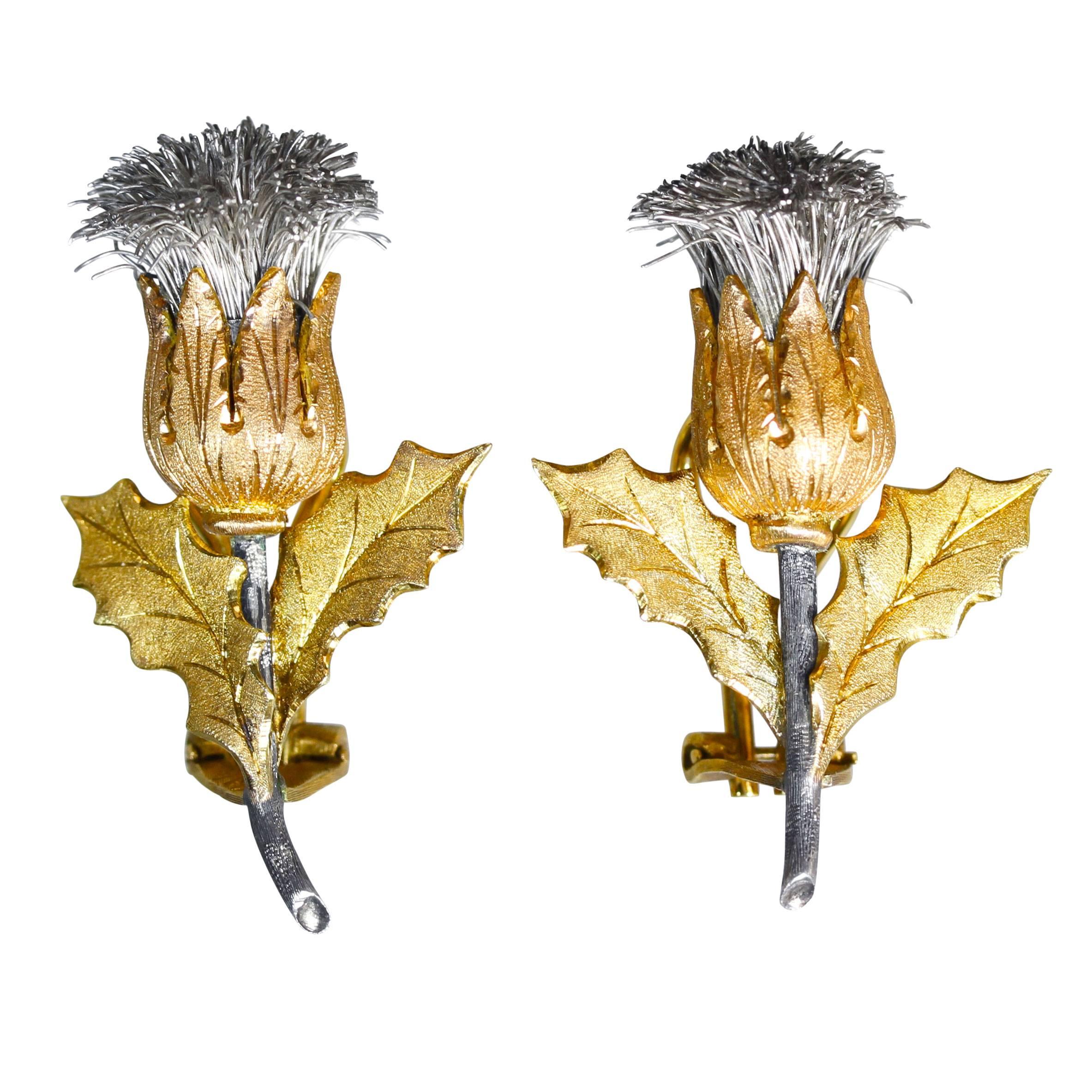 Buccellati Silver Gold "Thistle" Earclips