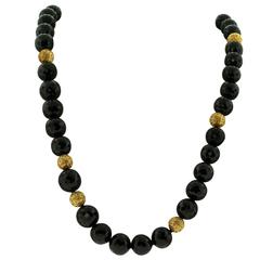 Elegant Crevoshay Necklace with Black Spinel and Gold Bali Beads 7
