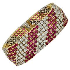 Burma Ruby Diamond Two Color Gold Bracelet 6