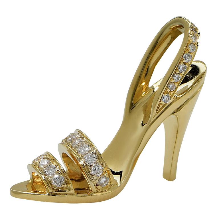 Diamond Gold Stiletto Pendant at 1stDibs
