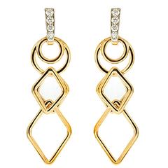 Geometric Links Dangling Gold Earrings 4