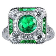  Emerald Diamond Platinum Ring