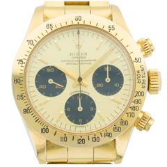 Vintage Rolex Yellow Gold Daytona Chronograph Wristwatch Ref 6265 