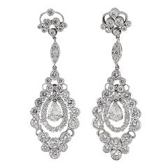 Diamond Platinum Dangle Earrings 11