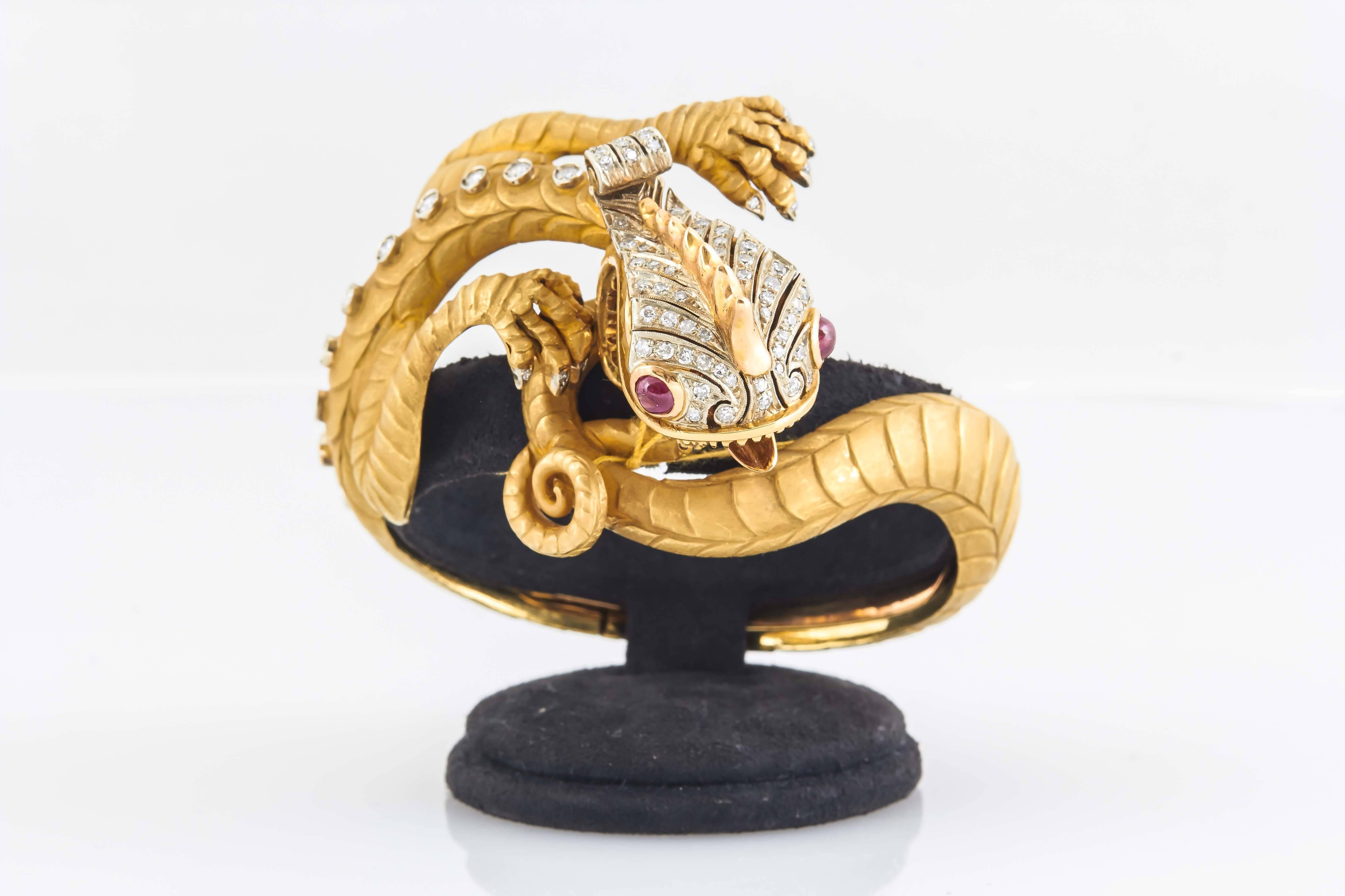 Unique Gold, Ruby and Diamond Dragon Bracelet 6