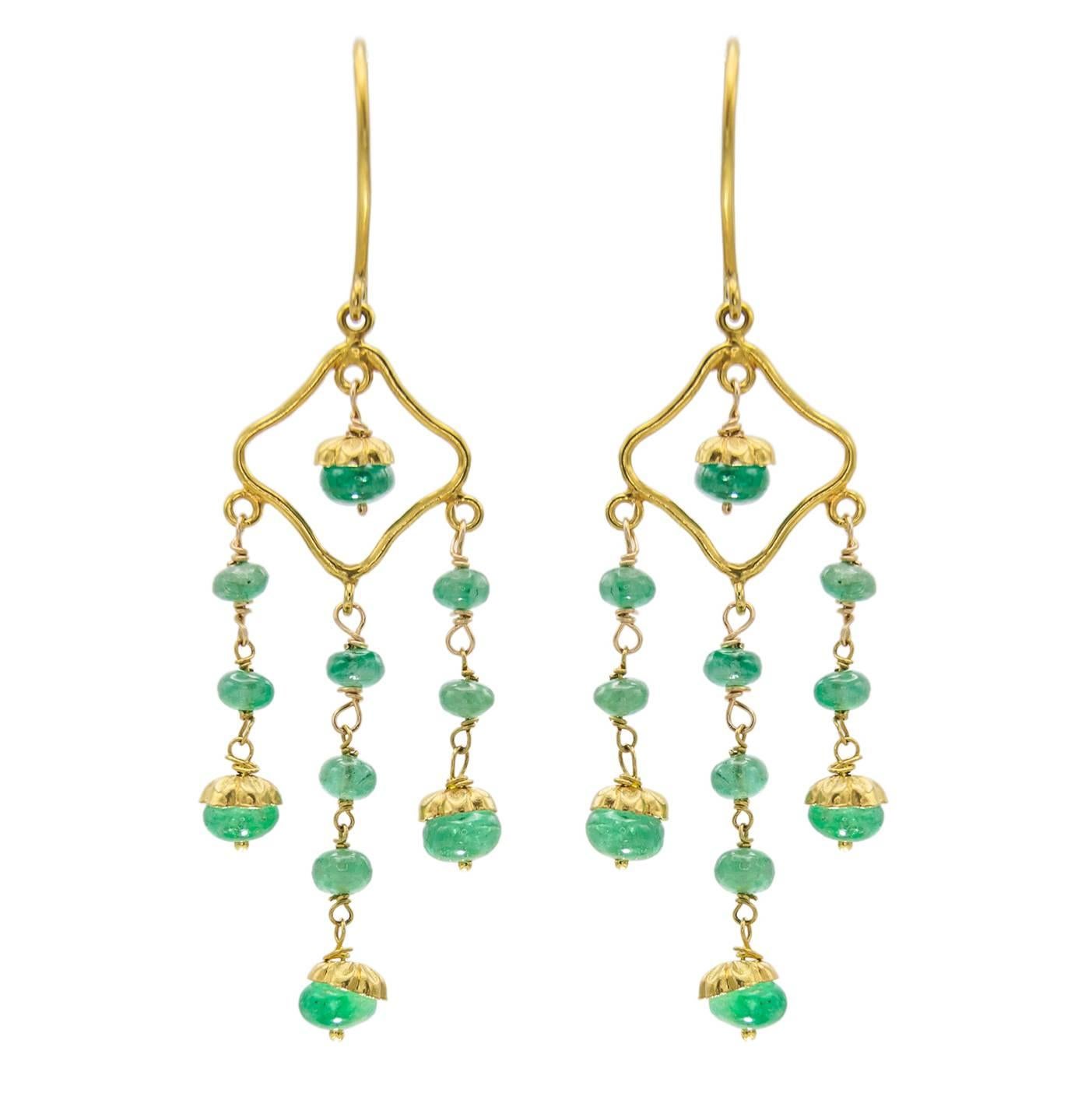 Emerald and 18 Karat Gold Chandelier Earrings