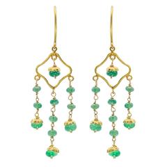 Emerald and 18k Gold Chandelier Earrings 9