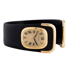 Tiffany & Co. Ladies Yellow Gold Leather Cuff Wristwatch