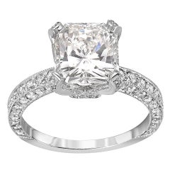 3.01 Carat Princess Cut Diamond Pave Gold Engagement Ring 