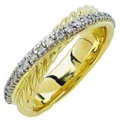 David Yurman Diamond Two Color Gold Band Ring