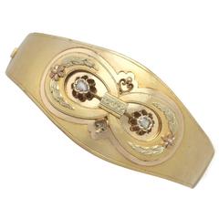 0.30 Ct Diamond and 14 k Yellow Gold Bangle - Antique Austrian Circa 1880 10