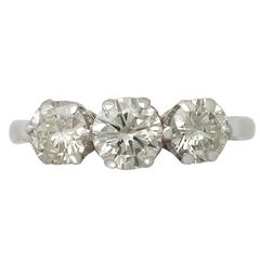 1940s 1.93 Carat Diamond and White Gold Trilogy Ring 1