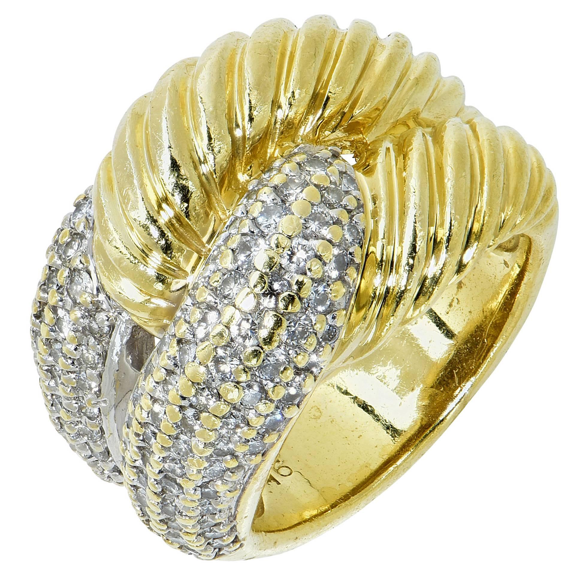 David Yurman 1.20 Carats Diamonds Gold Ring