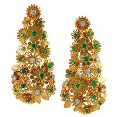 Cartier Diamond Emerald Gold Earclips 1