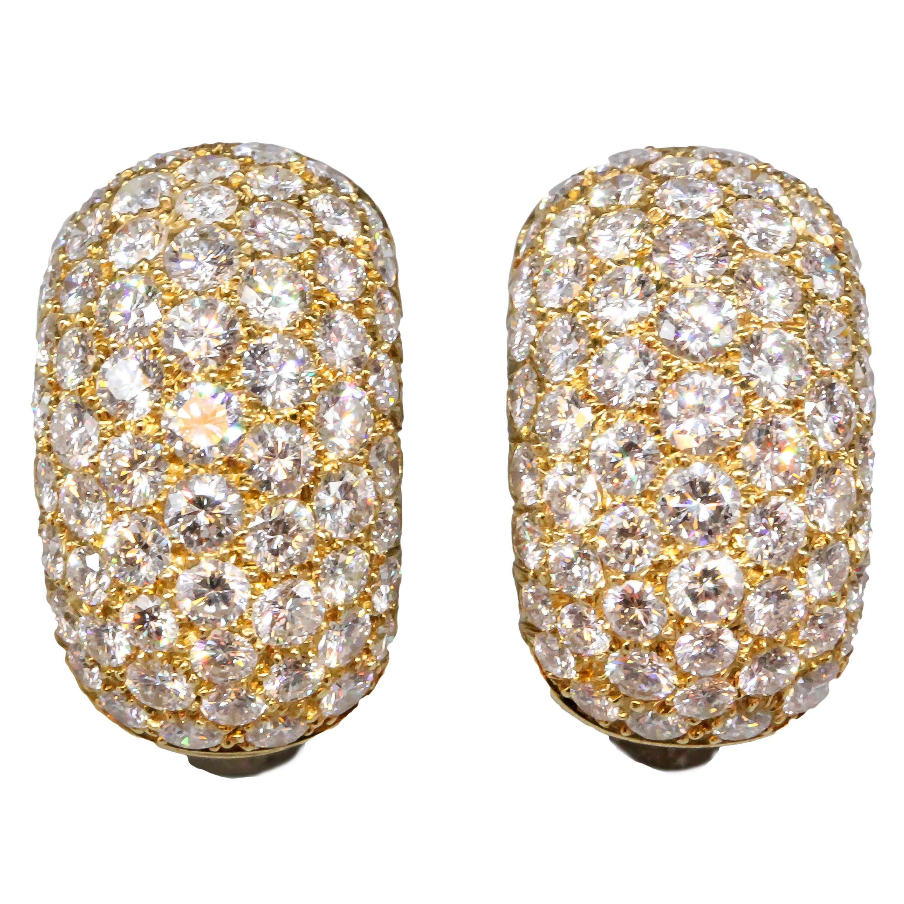 Van Cleef 
Arpels Pave Diamond and Gold Earrings