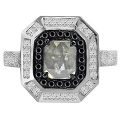 Slice Diamond with Black Diamond Gold Ring 